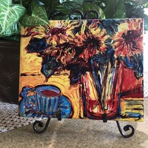 Abstract Sunflower Tile Print w/ Stand